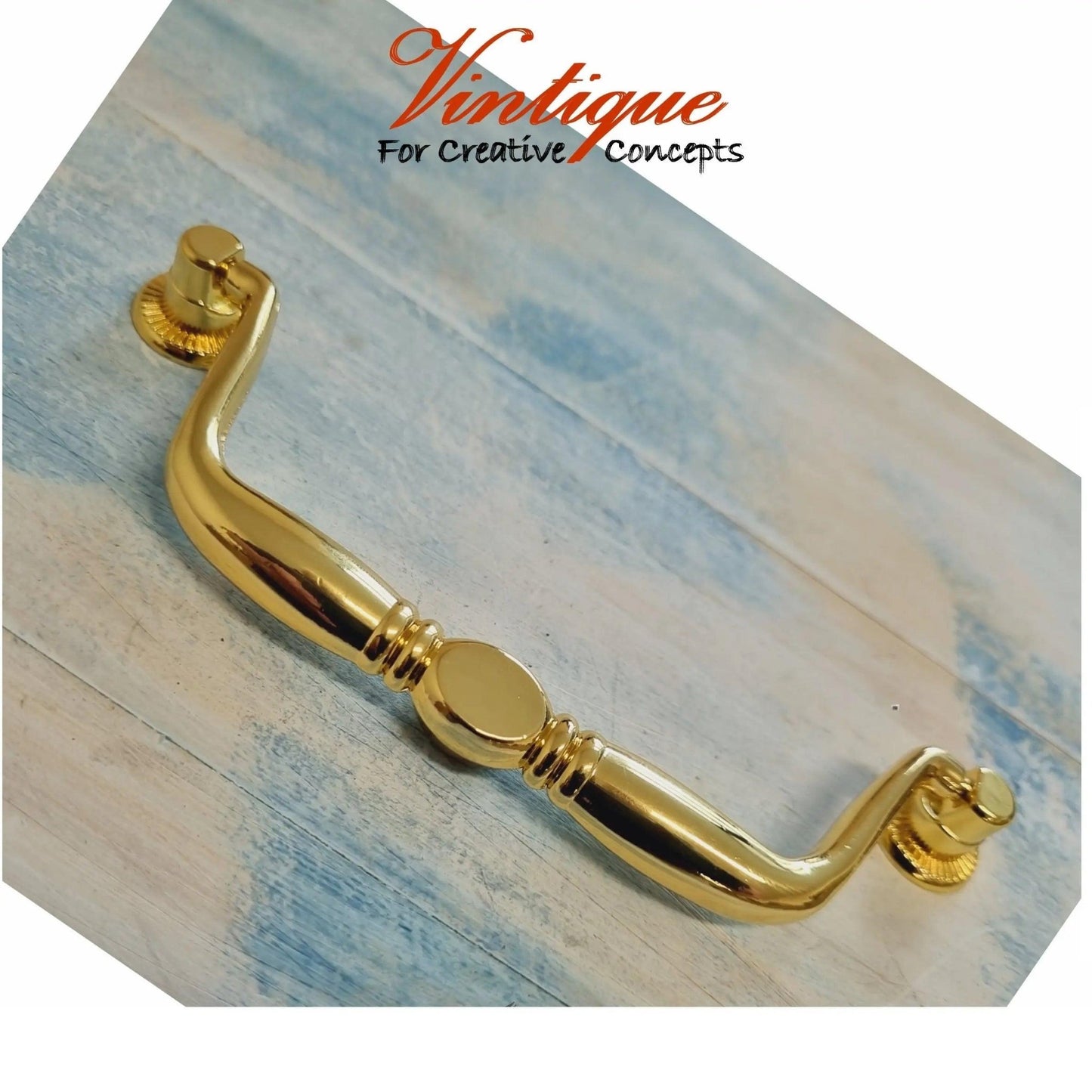 Retro bright gold heavy duty handle 140mm long - Vintique Concepts