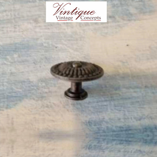 Ribbed Vintage Bronze Furniture Knob 24mm diameter-Vintique Concepts