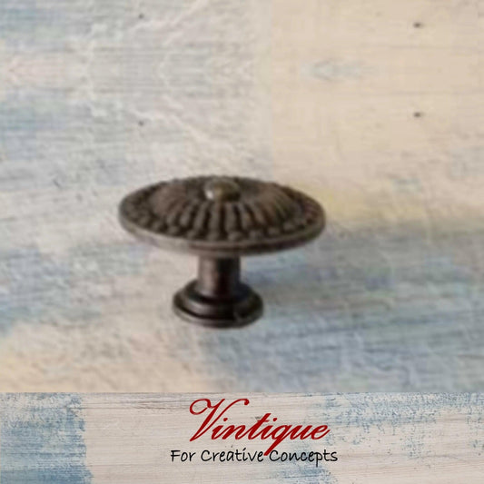 Ribbed Vintage Bronze Furniture Knob 30mm diameter-Vintique Concepts