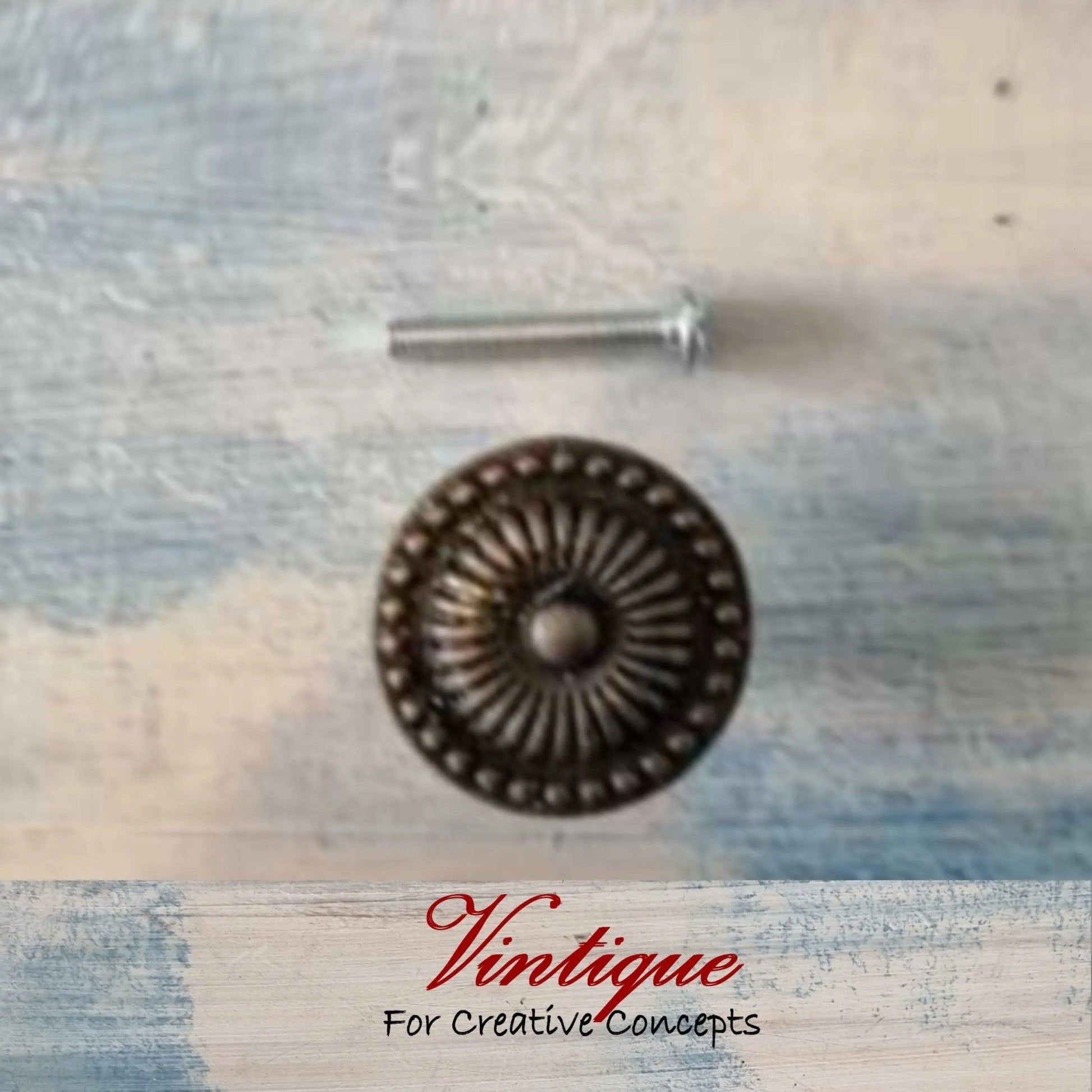 Ribbed Vintage Bronze Furniture Knob 30mm diameter-Vintique Concepts