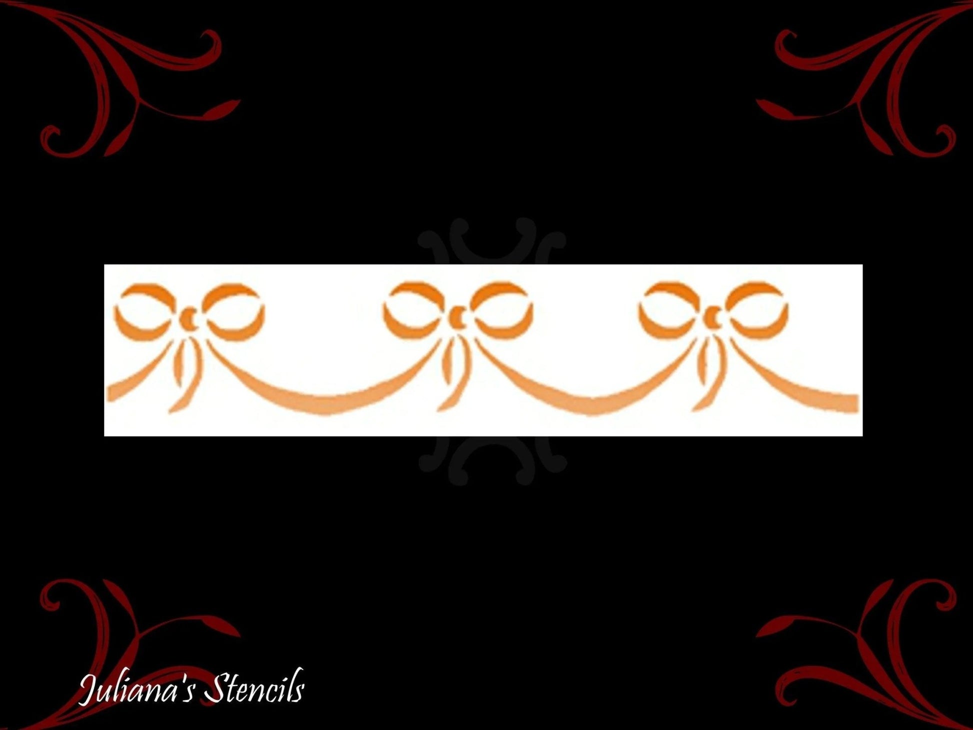 Ribbons and Bows Border vintage furniture paint stencil 75mm x 355mm - Vintique Concepts