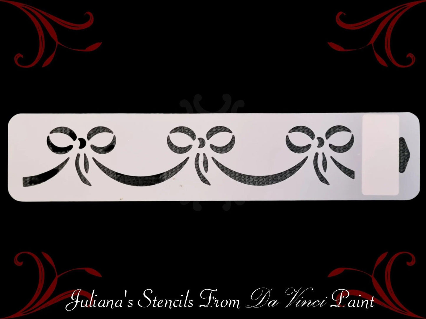 Ribbons and Bows Border vintage furniture paint stencil 75mm x 355mm - Vintique Concepts