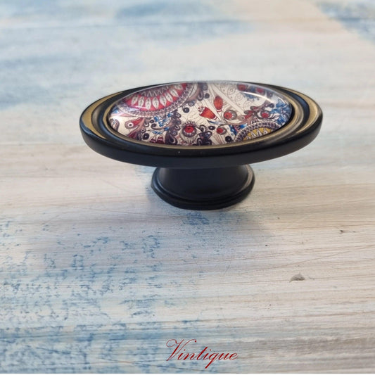 Roma Series Paisley Pattern Black Heavy Duty cabinet Knob 57mm-Vintique Concepts