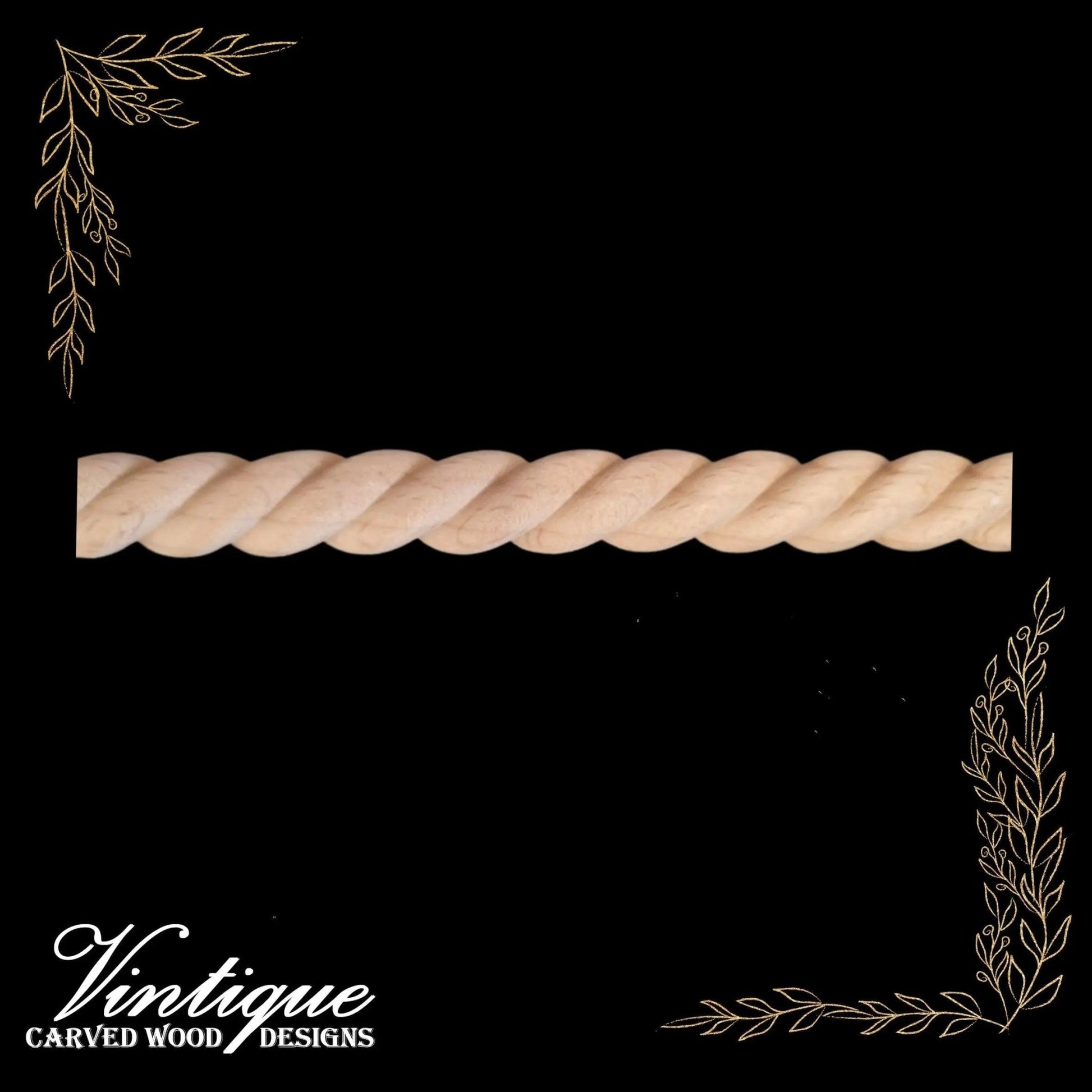 ROPE design Wood border furniture trim / edging moulding 14mm wide - Vintique Concepts