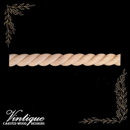 ROPE design Wood border furniture trim / edging moulding 14mm wide - Vintique Concepts