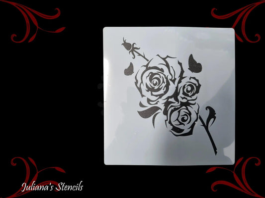 Rose Stem vintage furniture & Wall  paint stencil 200mm x 200mm-Vintique Concepts