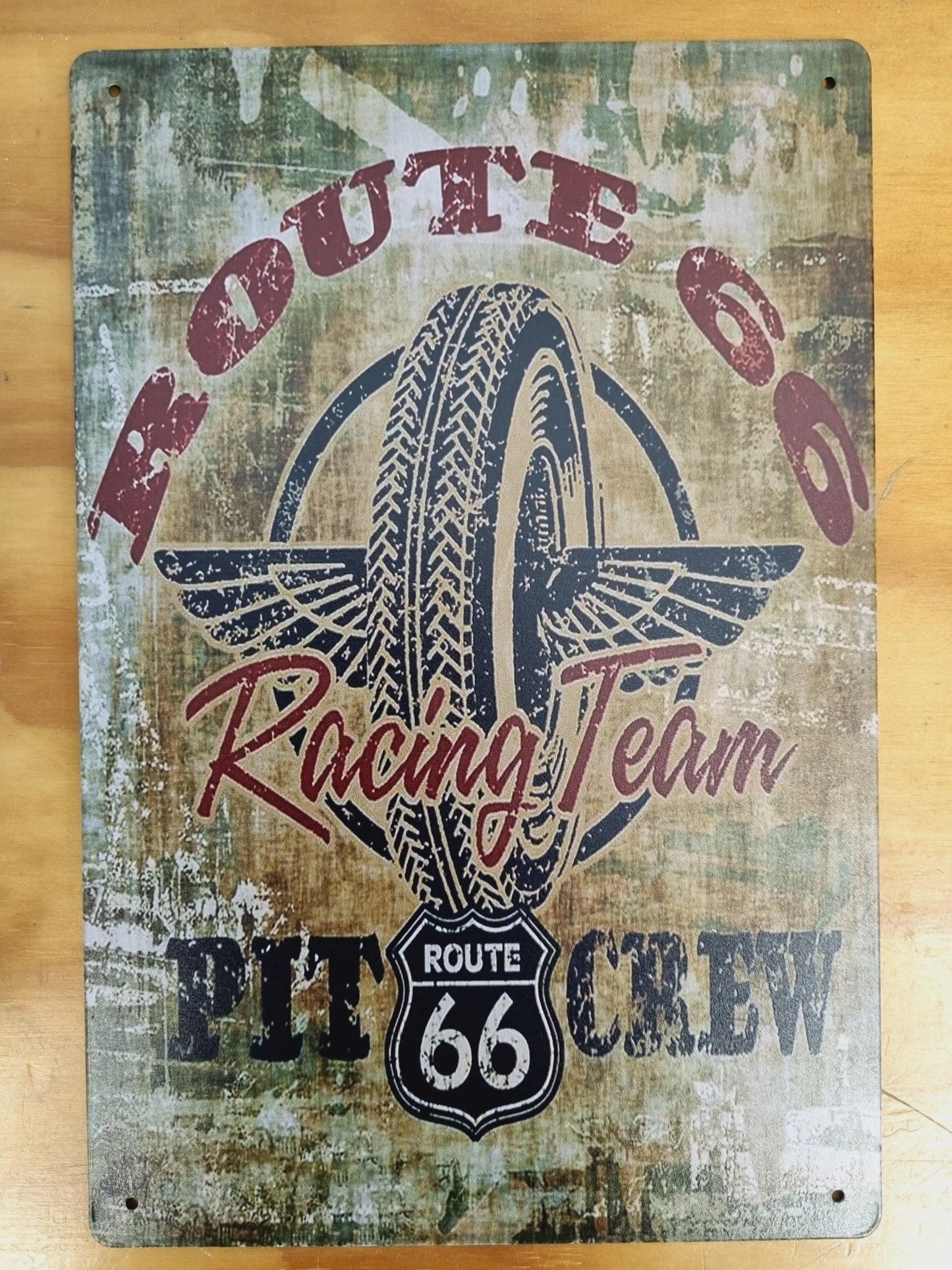 ROUTE 66 Racing team PIT CREW....Tin Sign 30cm x 20cm *-Vintique Concepts