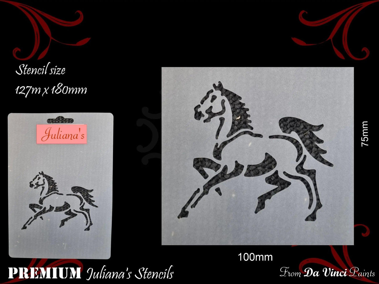 RUNNING HORSE furniture paint stencil 127mm x 180mm-Vintique Concepts