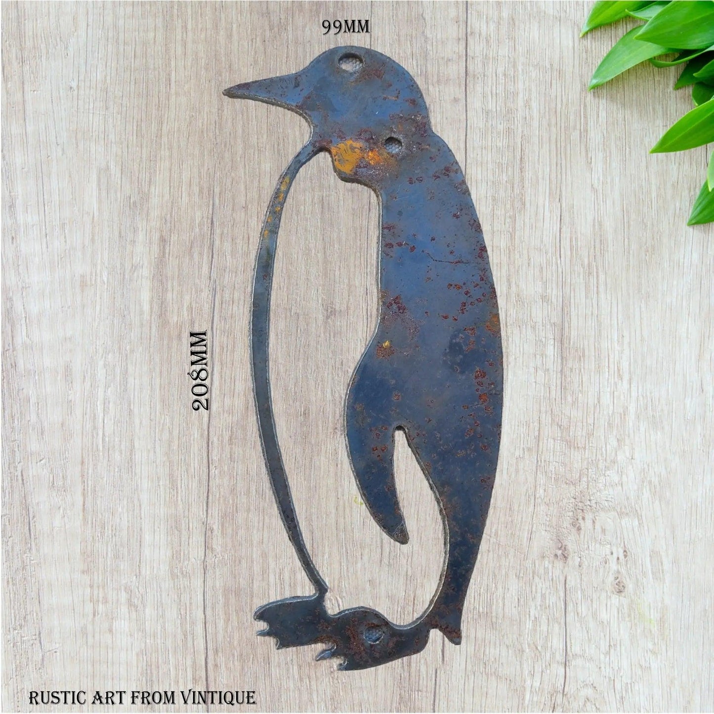 Rusted metal art Penquin 208mm x 99mm-Vintique Concepts