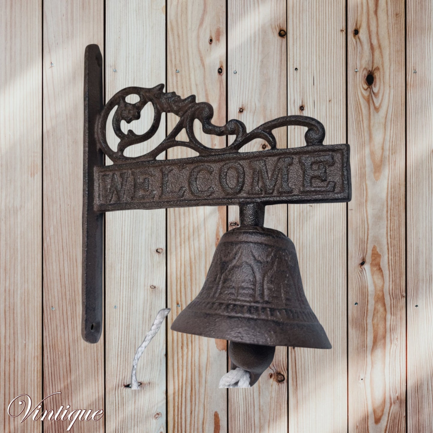 Rustic Cast Iron Door bell  with welcome sign-Vintique Concepts