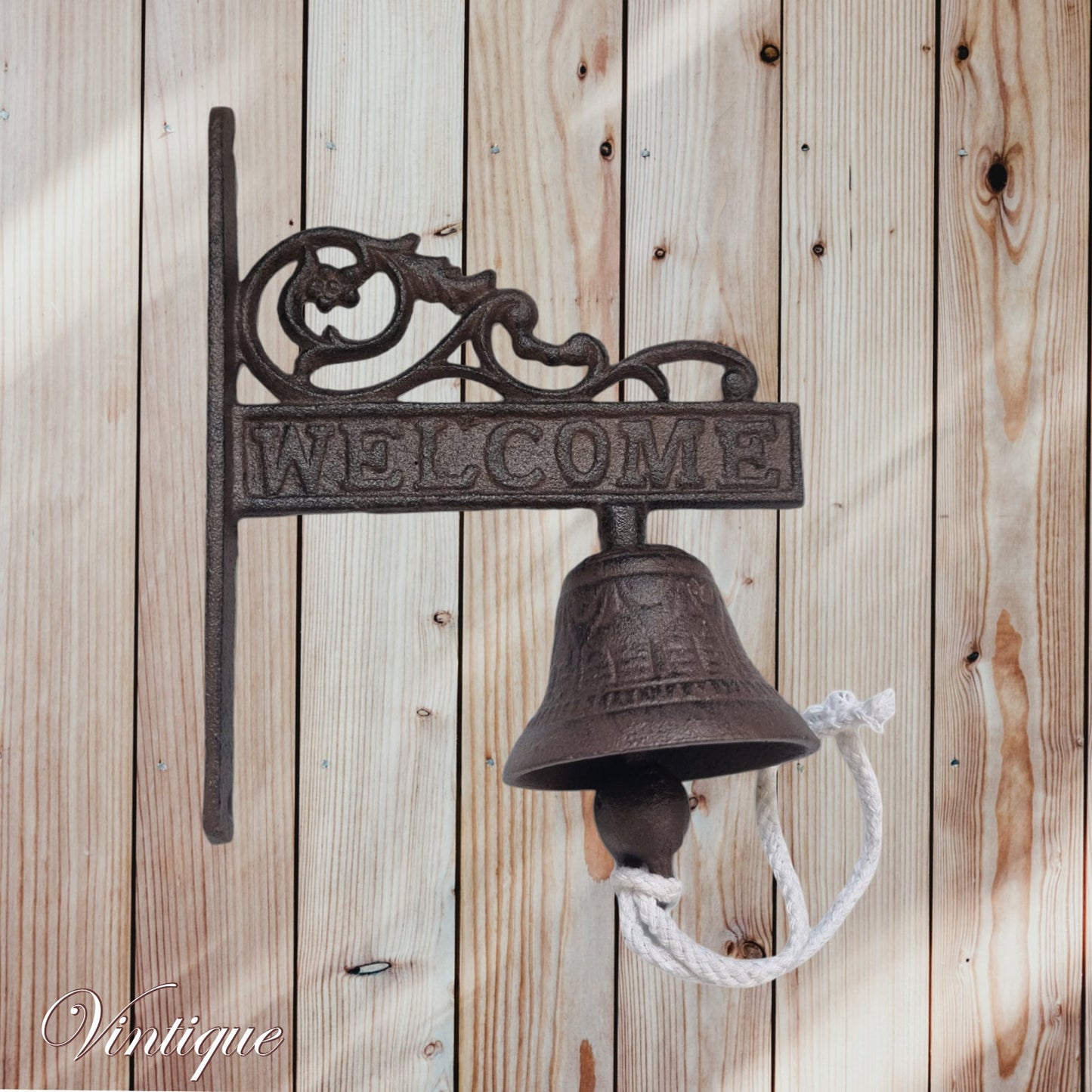 Rustic Cast Iron Door bell  with welcome sign-Vintique Concepts