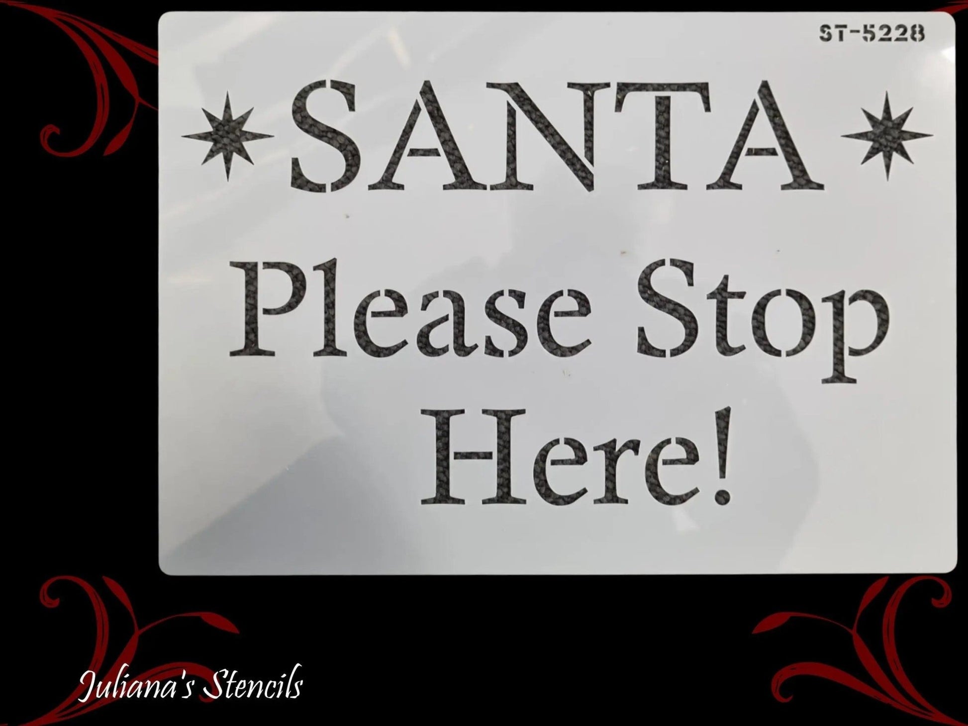 SANTA PLEASE STOP HERE! window xmas painting stencil (A4 Size)-Vintique Concepts