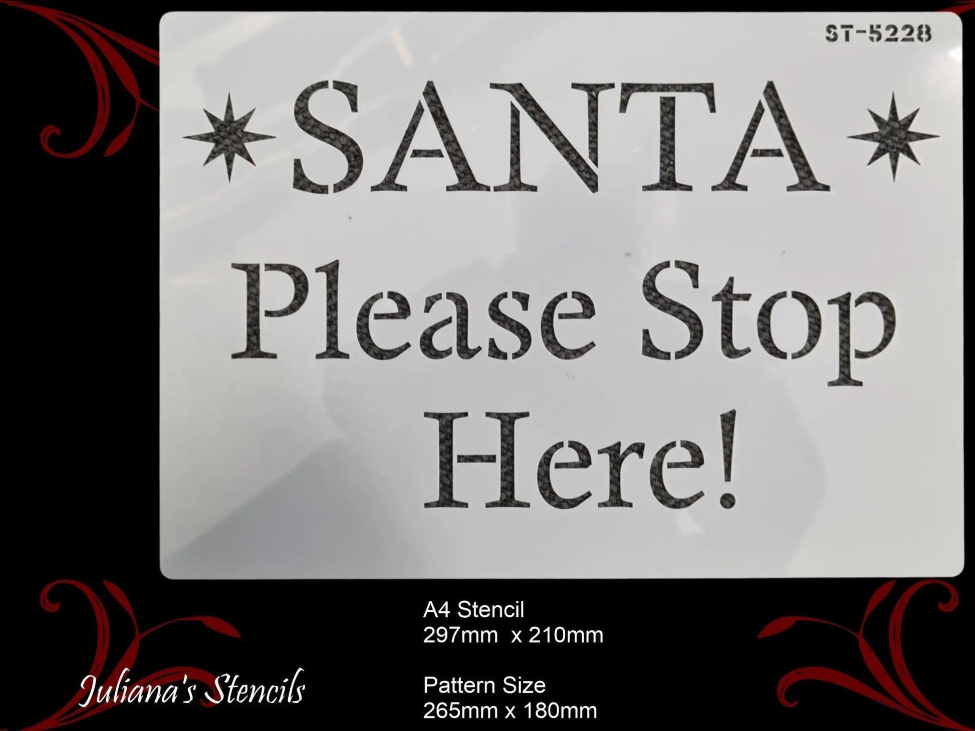 SANTA PLEASE STOP HERE! window xmas painting stencil (A4 Size)-Vintique Concepts