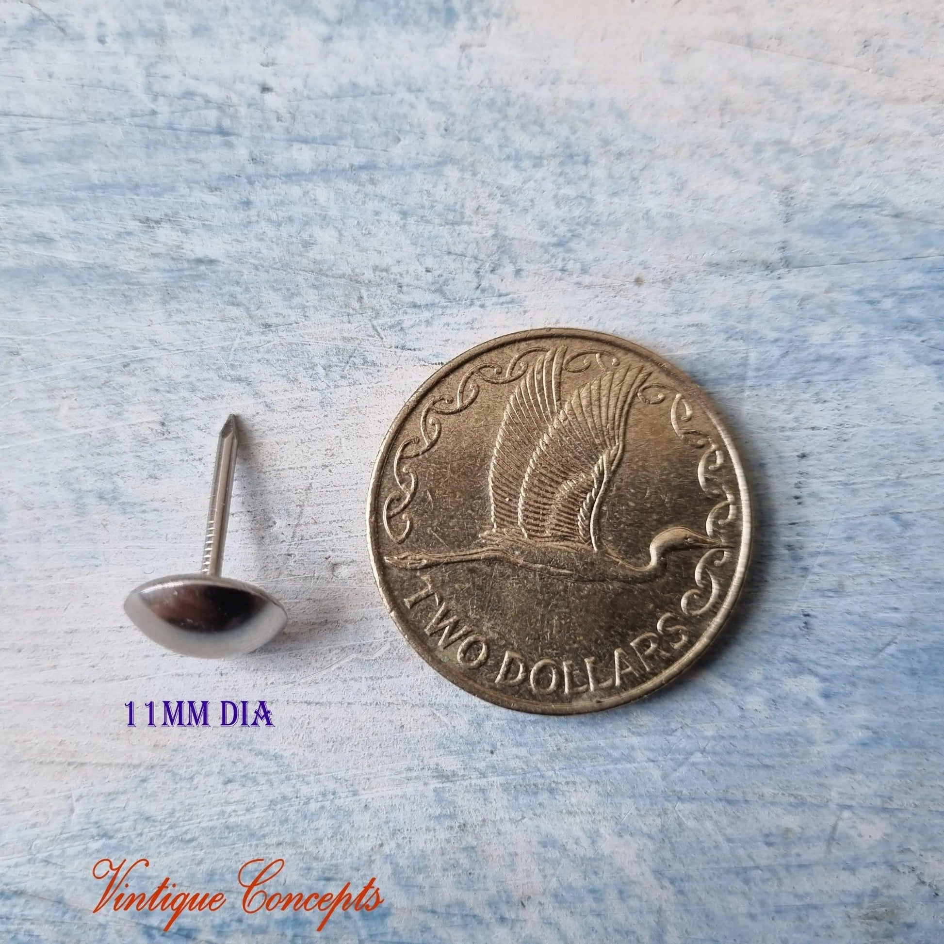 Silver Push Pins or Upholstery Pins (10mm dia) - Vintique Concepts