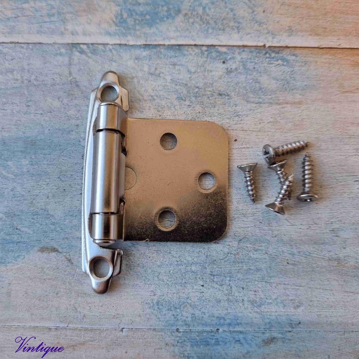 Silver Self - Closing Overlay Hinges 72mm x 46mm - Vintique Concepts