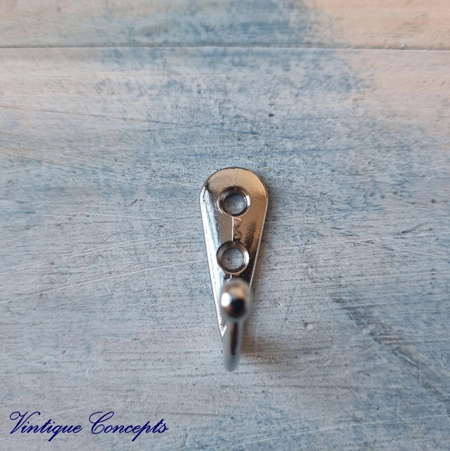 Small SILVER single prong Robe hook 31mm x 11mm (20mm High) - Vintique Concepts