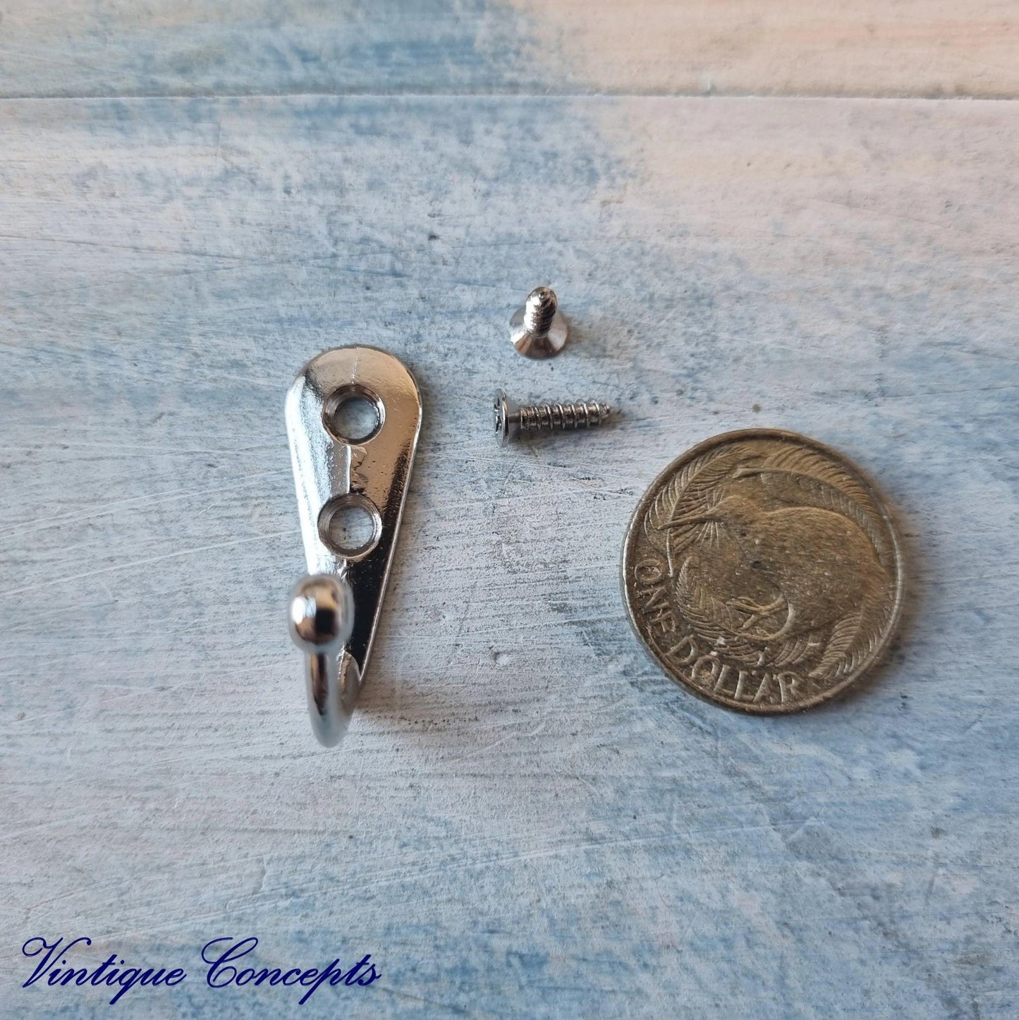 Small SILVER single prong Robe hook 31mm x 11mm (20mm High) - Vintique Concepts