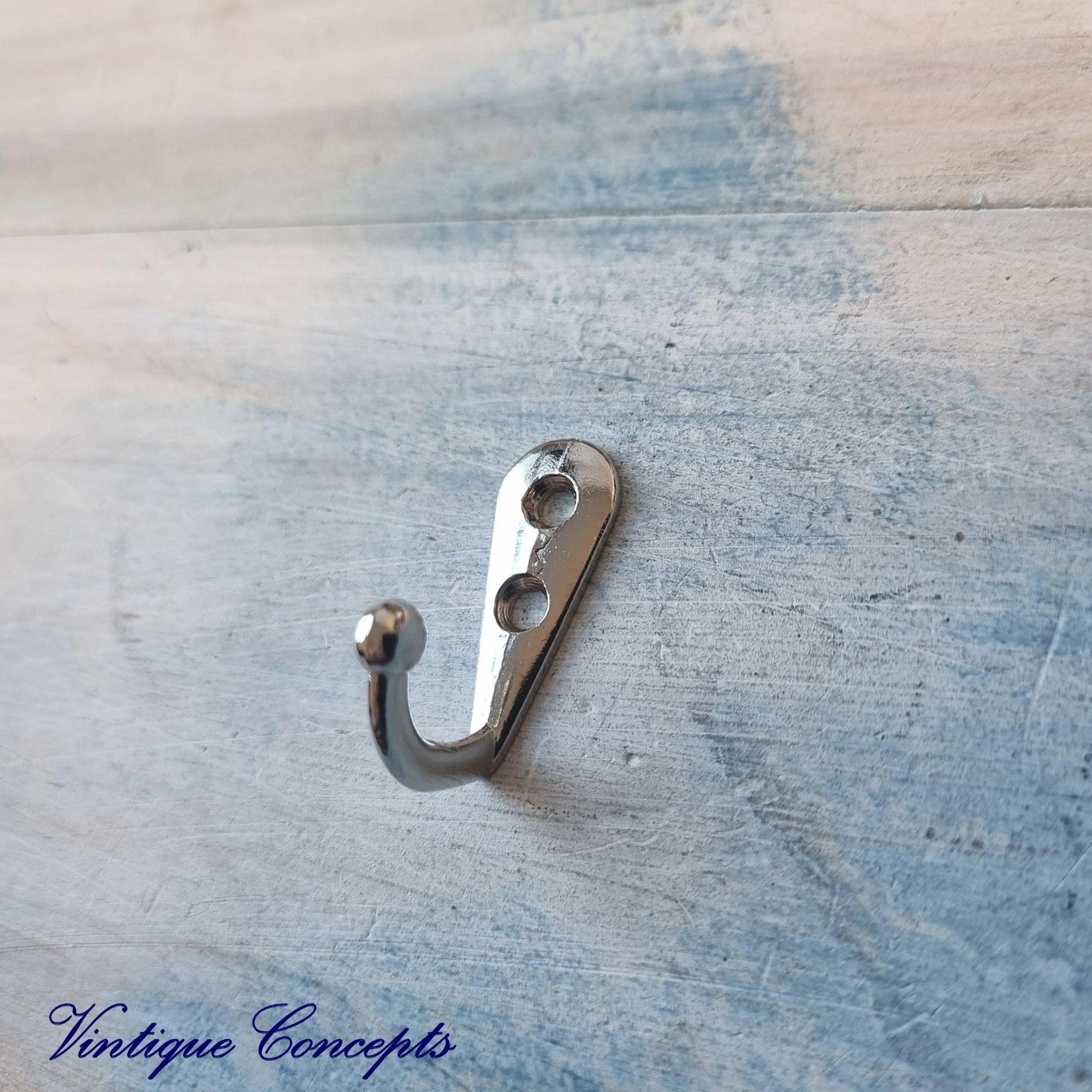 Small SILVER single prong Robe hook 31mm x 11mm (20mm High) - Vintique Concepts