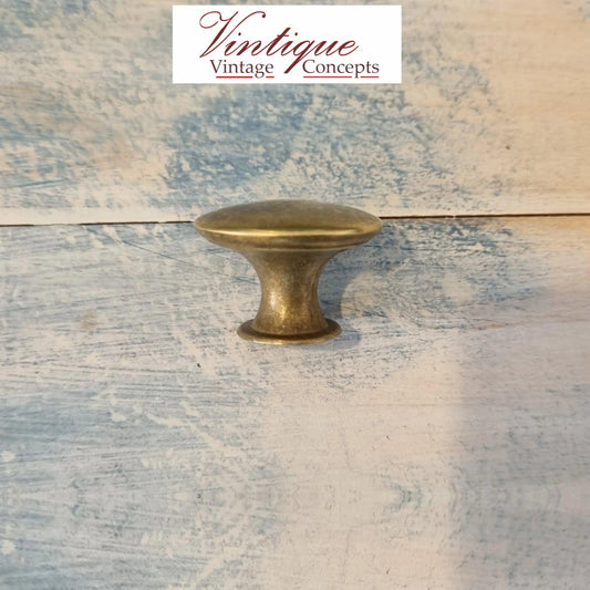 Smooth Alloy Antique Gold 30mm Drawer or Cabinet Knob - Vintique Concepts