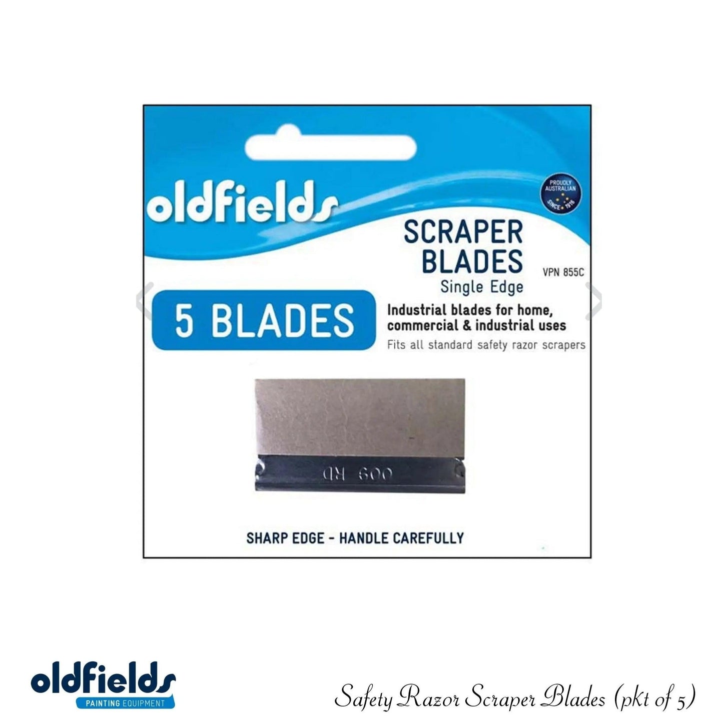 Soft Grip Metal Safety Razor Scraper with 5 Blades from Oldfields-Vintique Concepts