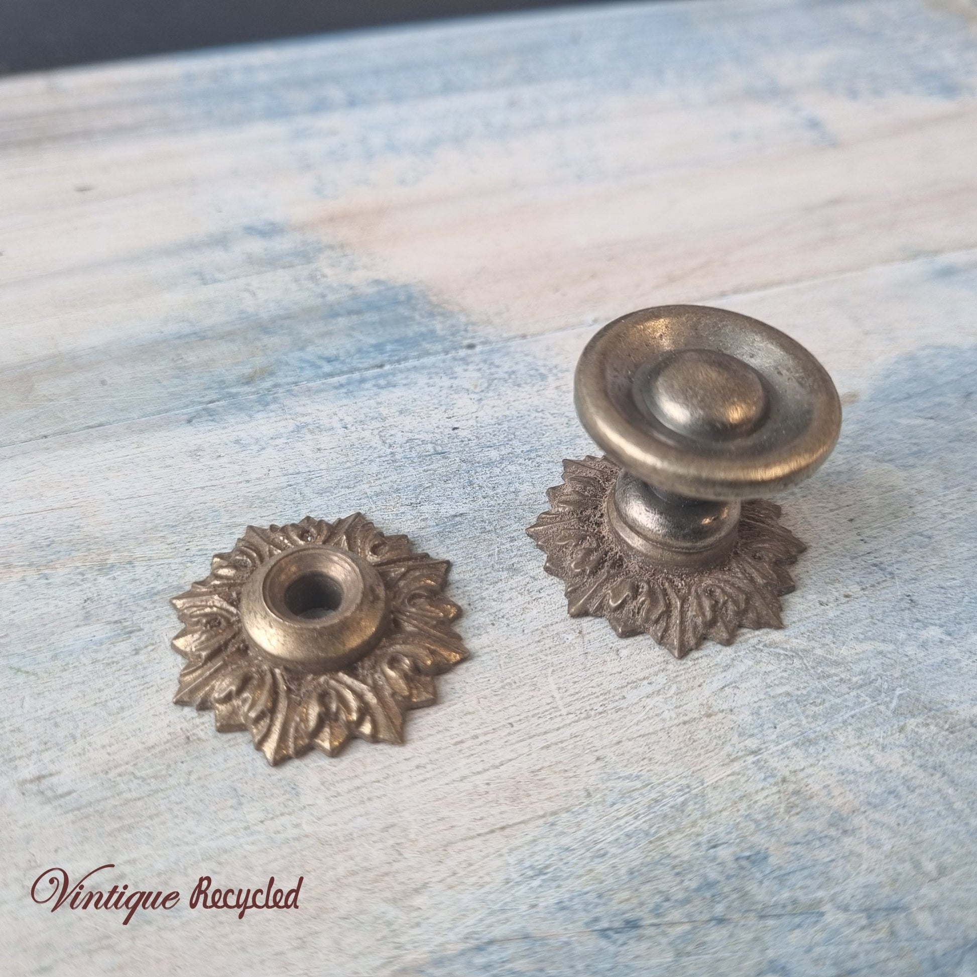 solid antique brass backing plates for Cabinet knobs (pair)-Vintique Concepts