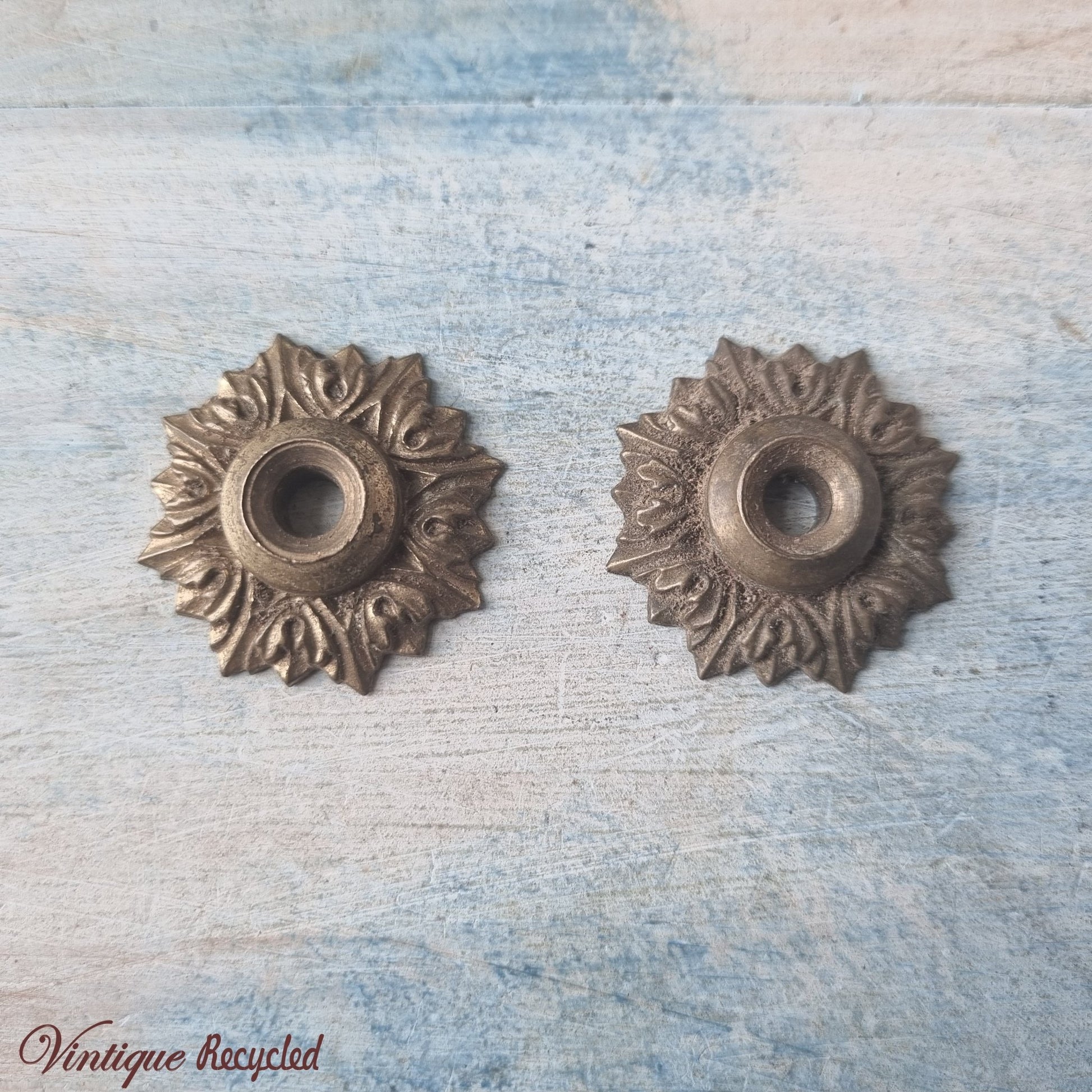 solid antique brass backing plates for Cabinet knobs (pair)-Vintique Concepts