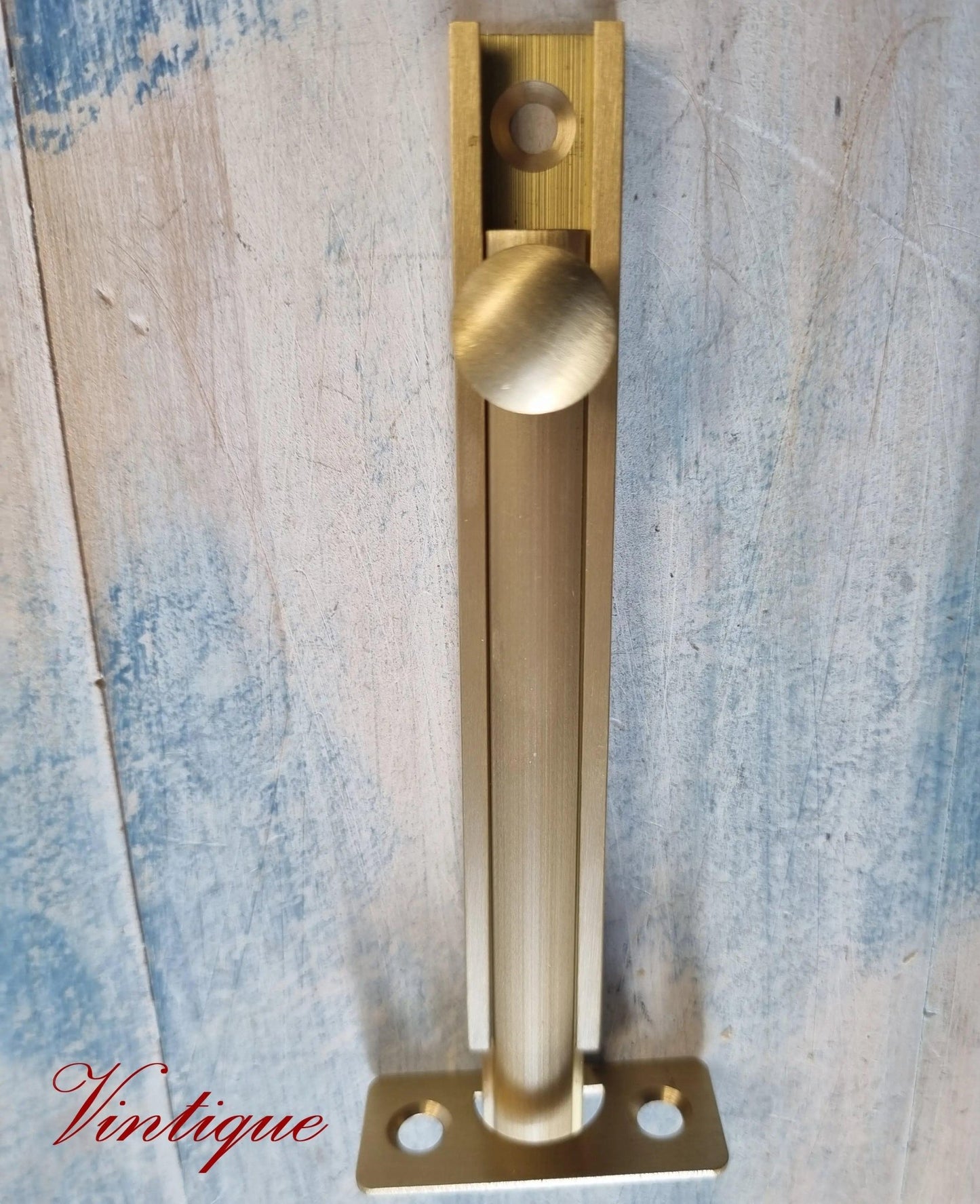 Solid Brass Security Barn Type sliding Bolt 100mm long - Vintique Concepts