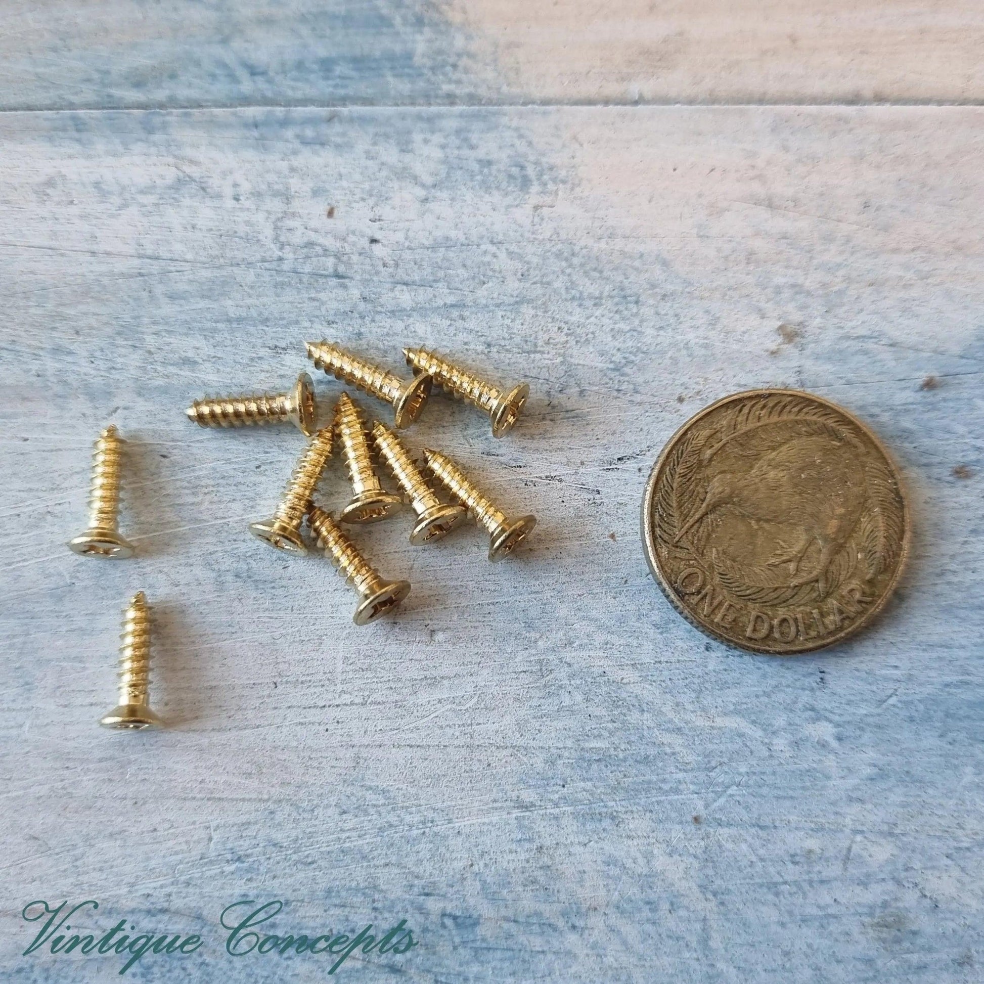 Solid Brass wood screws 12mm (packet of 10) M3 - Vintique Concepts