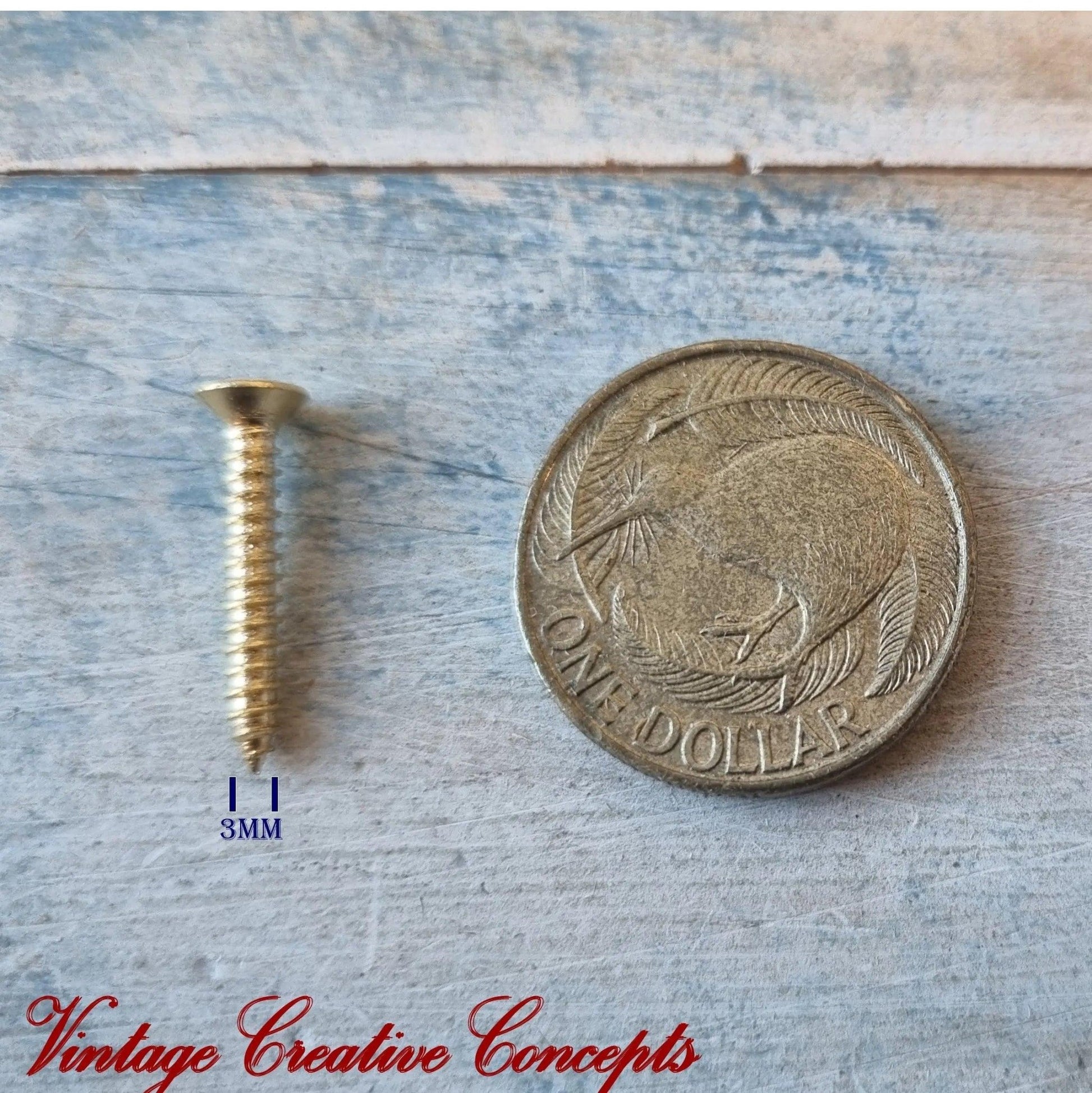 Solid Brass wood screws 20mm (packet of 5)-Vintique Concepts