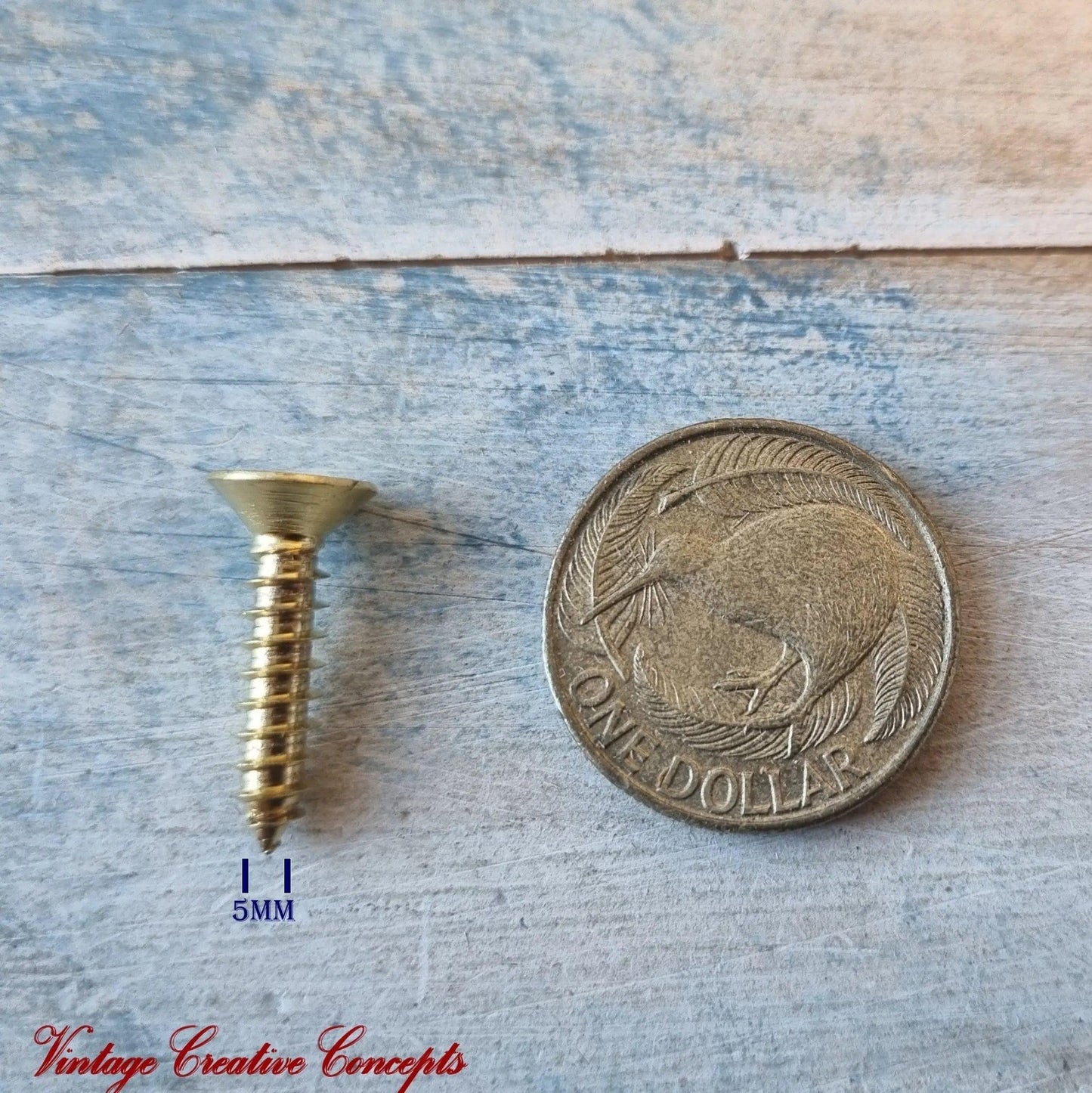 Solid Brass wood screws 20mm (packet of 5)-Vintique Concepts