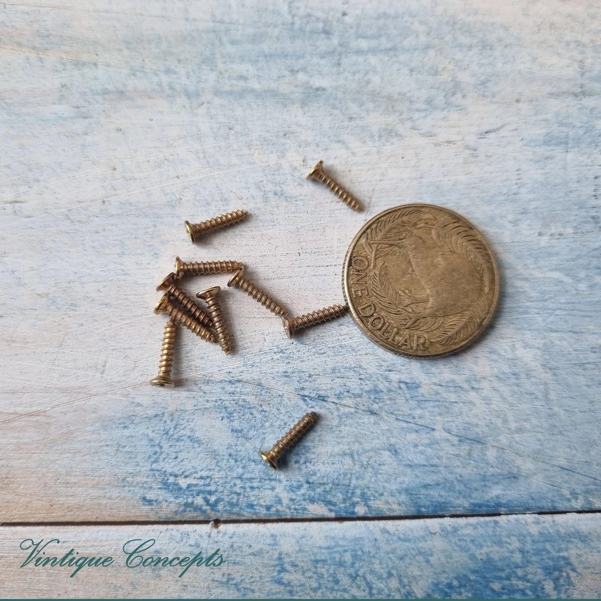 Solid Brass wood screws 8mm (packet of 10)-Vintique Concepts