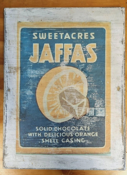 Sweetachres JAFFAS Vintage advertisement-KIWIANA WOOD signs and pictures 35cm x 27cm - Vintique Concepts