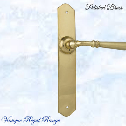 Polished Brass THORNDON lever door handle 240hX43mmw-Vintique Concepts