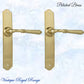 Polished Brass THORNDON lever door handle 240hX43mmw-Vintique Concepts