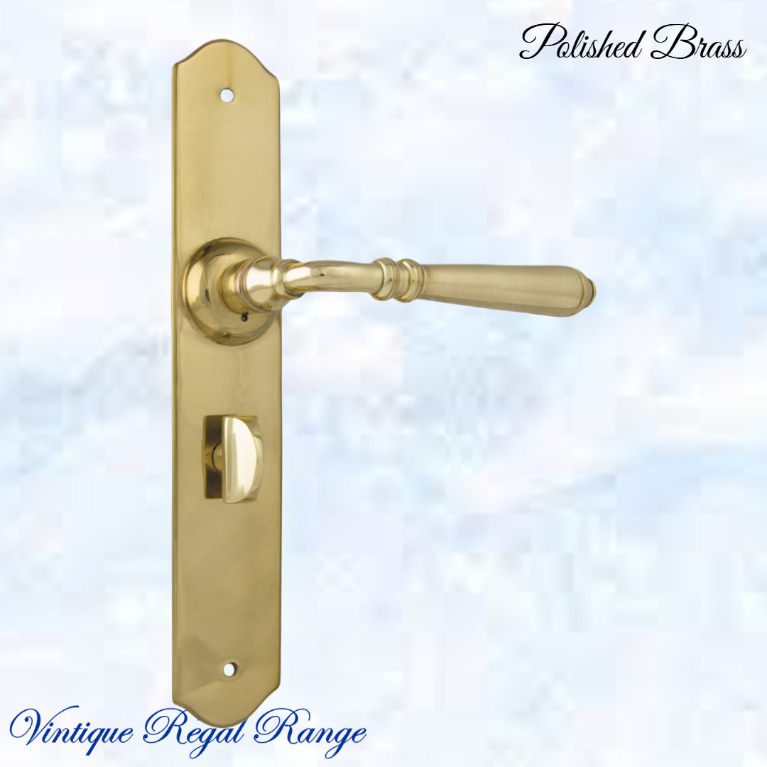 Polished Brass THORNDON lever door handle 240hX43mmw-Vintique Concepts