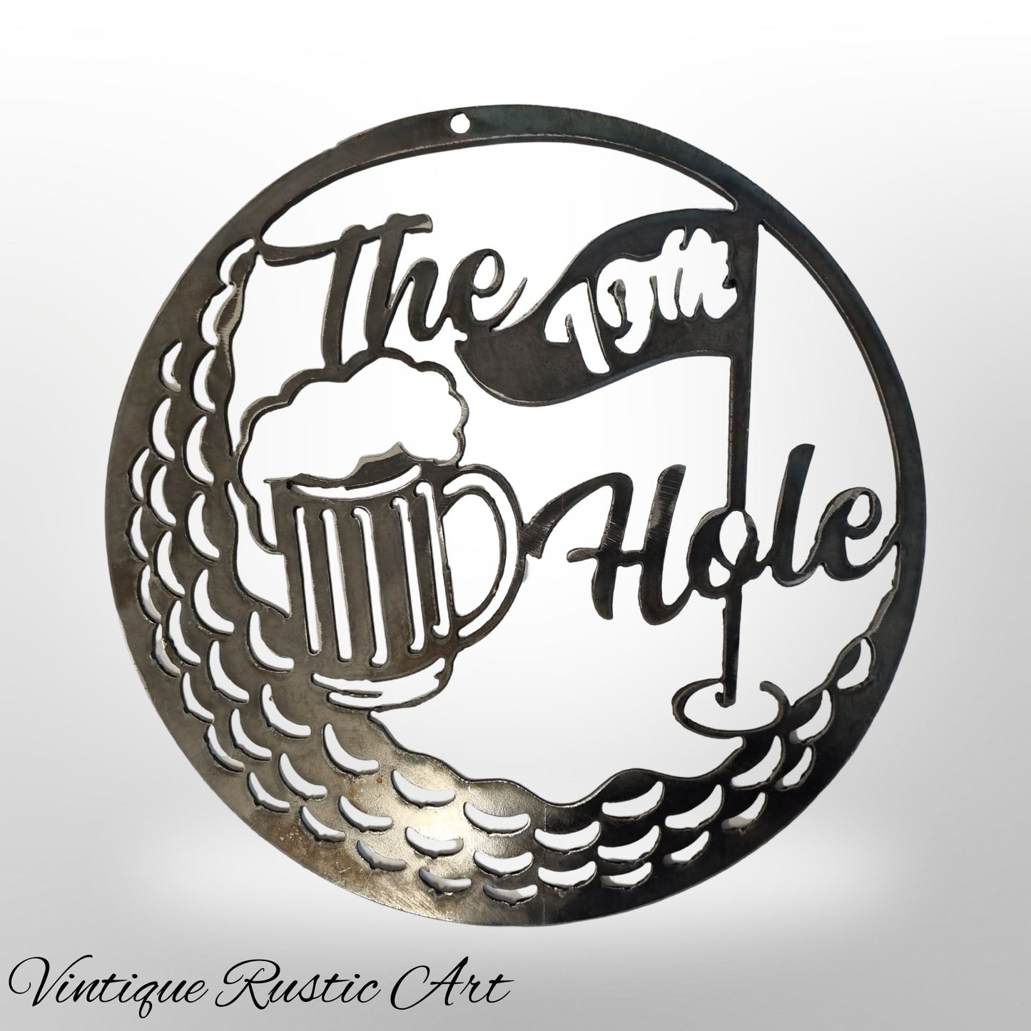 Golf-19th Hole cool Corten sign 300mm dia-Vintique Concepts