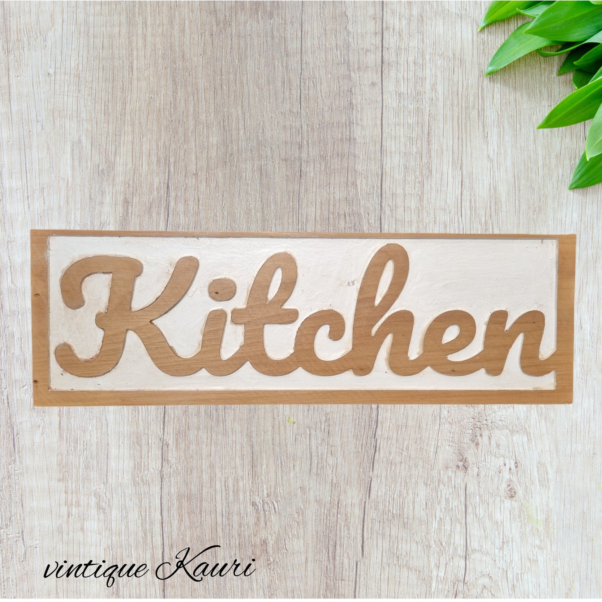 Carved Kauri sign "KITCHEN" 455mm x 145mm-Vintique Concepts