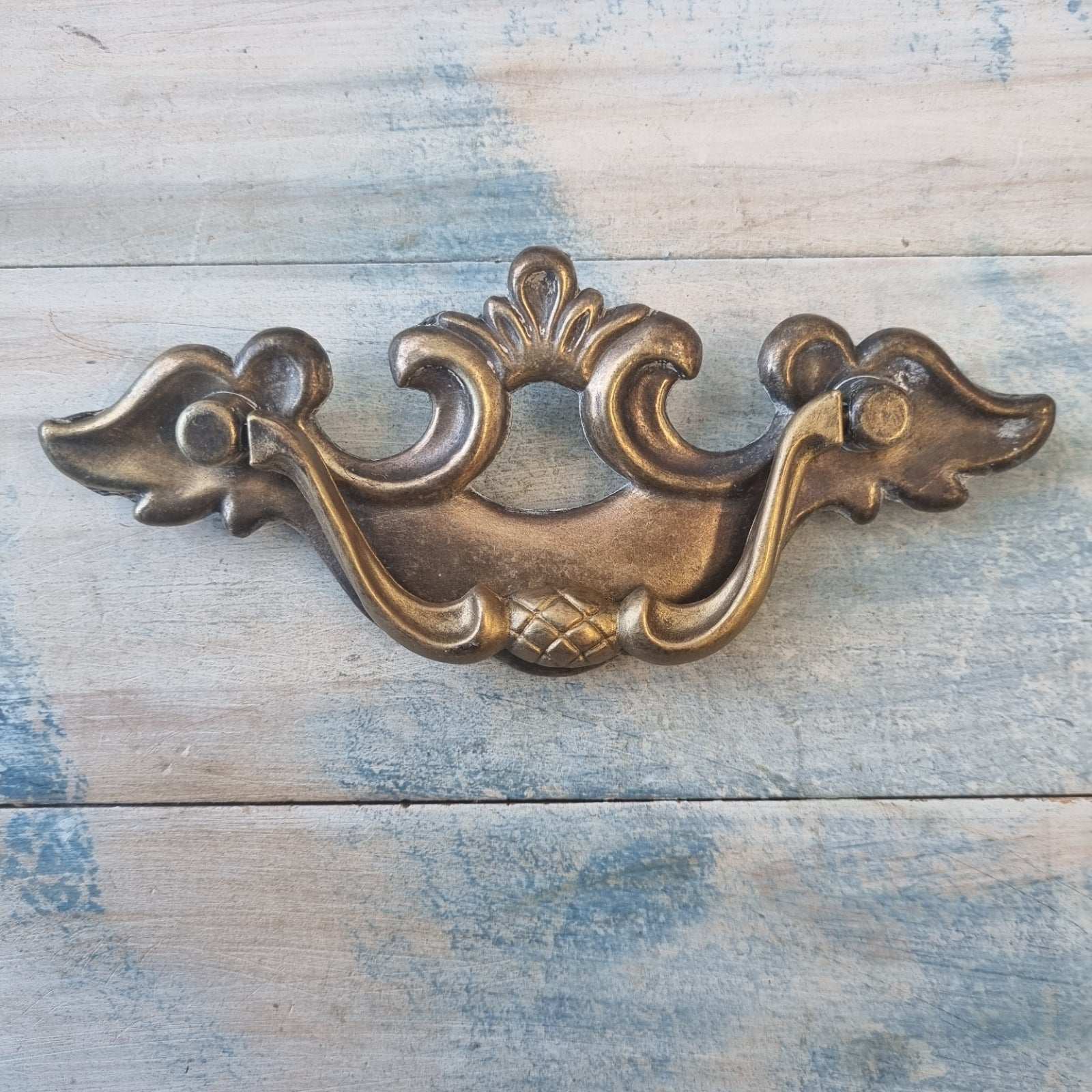 160mm long antique Brass drawer handle with swing pull (pre-Loved)-Vintique Concepts