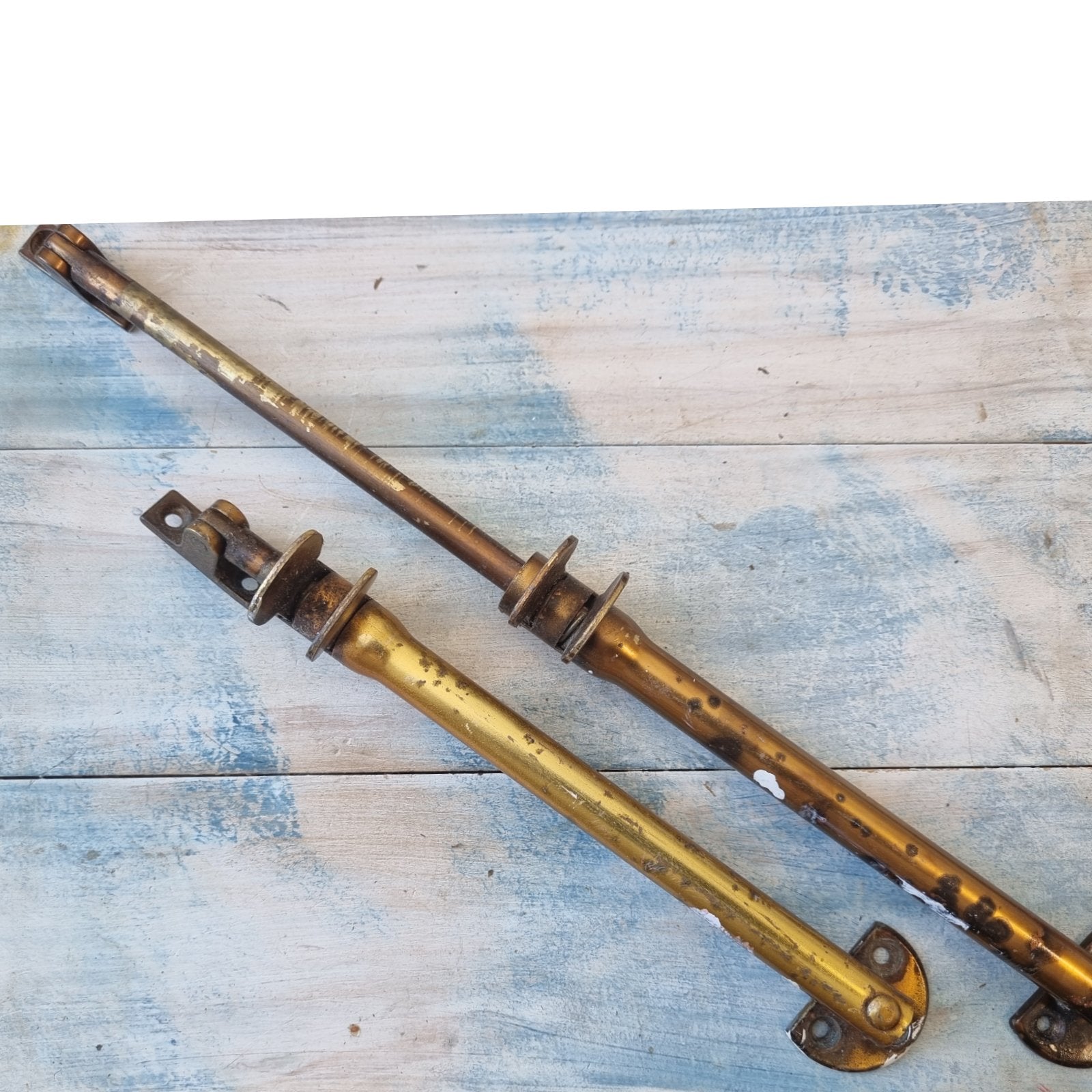 Antique Hardware - Antique Finger Lock Telescopic Brass Window Stay 200m-350mm