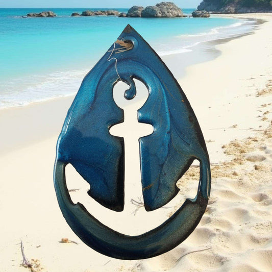 Anchor pendant metal art coated in pourable epoxy 118 x 77mm-Vintique Concepts