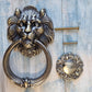 Antique Gold Lion Head door Knocker 118mm ring-Vintique Concepts