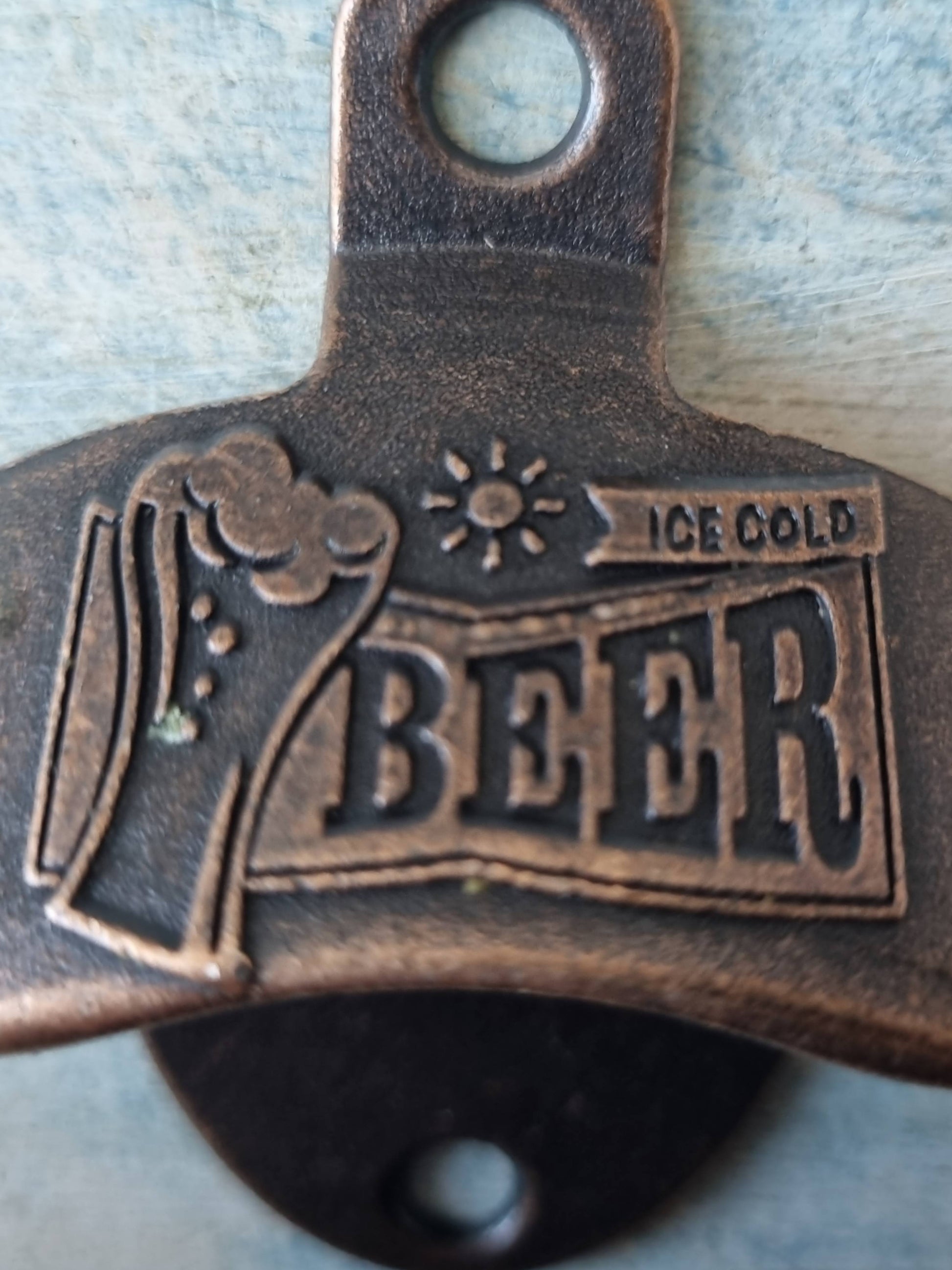 Wall Bottle Opener - Ice Cold Beer Red Bronze Wall Mounted Bottle Opener