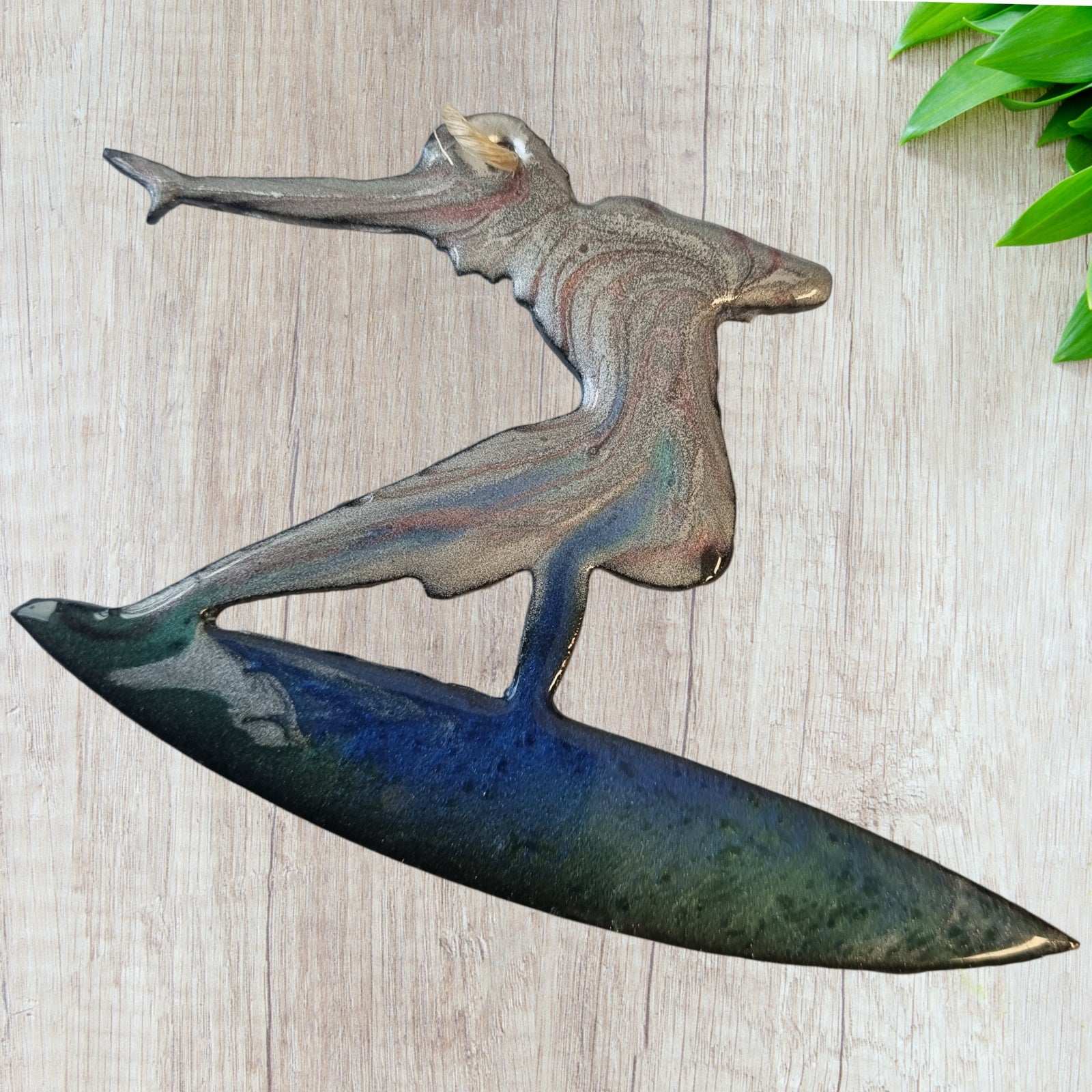 Maori Art - Cool Surfer Metal Nautical Art Coated In Pourable Epoxy 145mm X 82mm