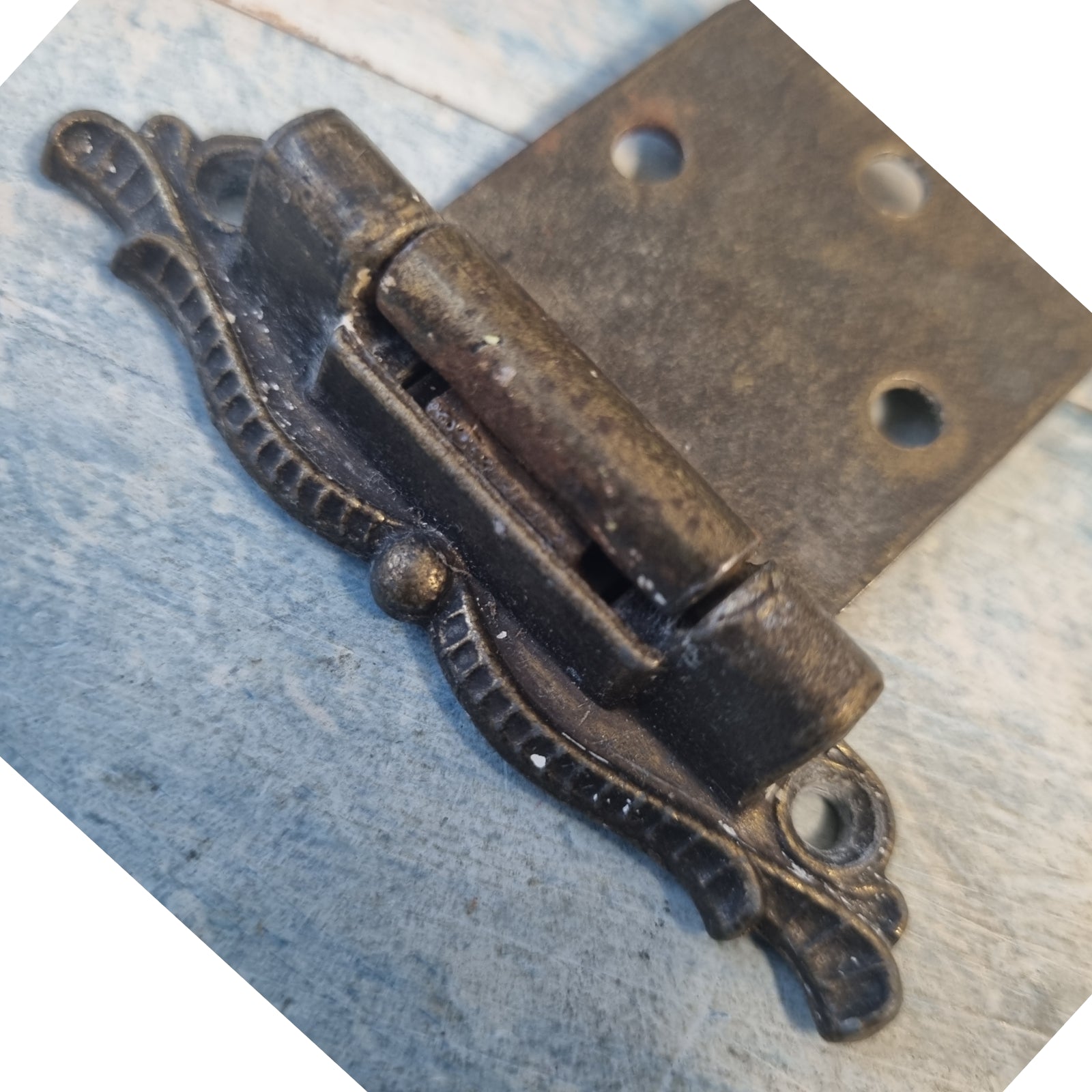 Antique Hardware - 75mm High Antique Brass Offset Hinge -re-purposed