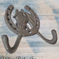 Cast Iron Hook - Cast Iron Horse & Horseshoe Double Prong Coathook