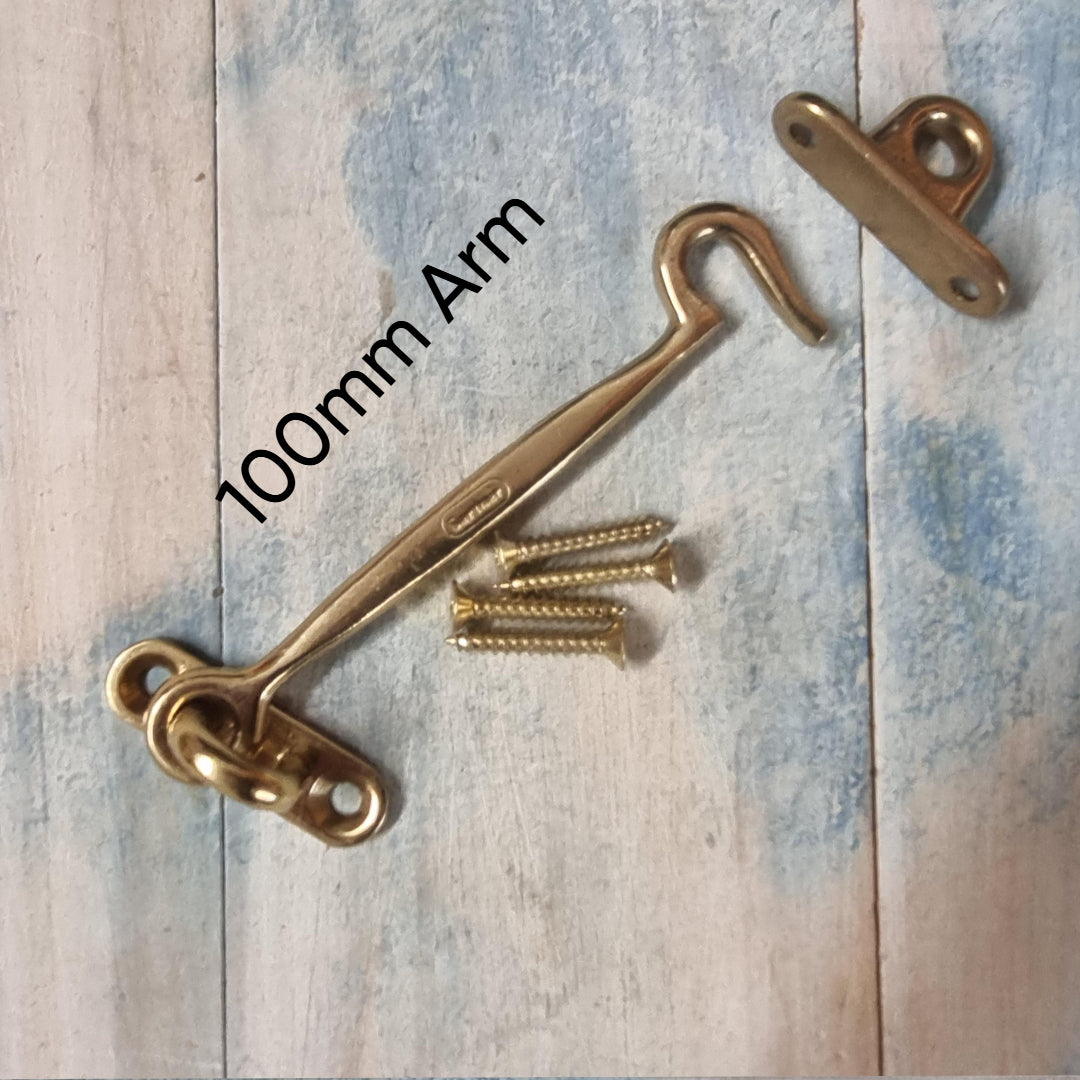 Solid Brass Cabin Hook 100mm long