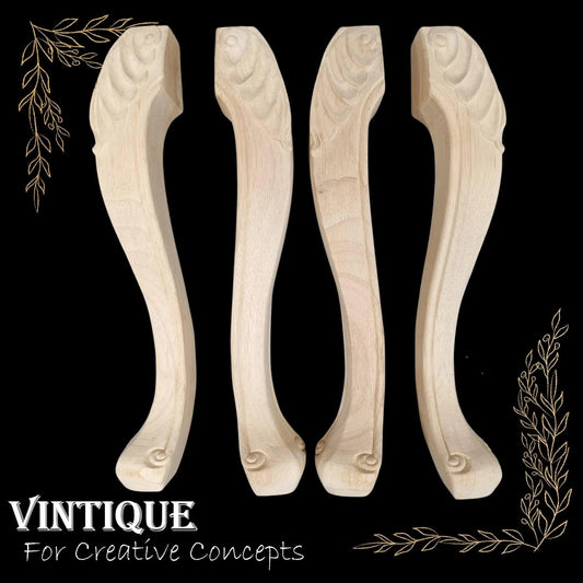 Venetian unfinished wood furniture legs 42cm x 7cm (set of 4)-Vintique Concepts