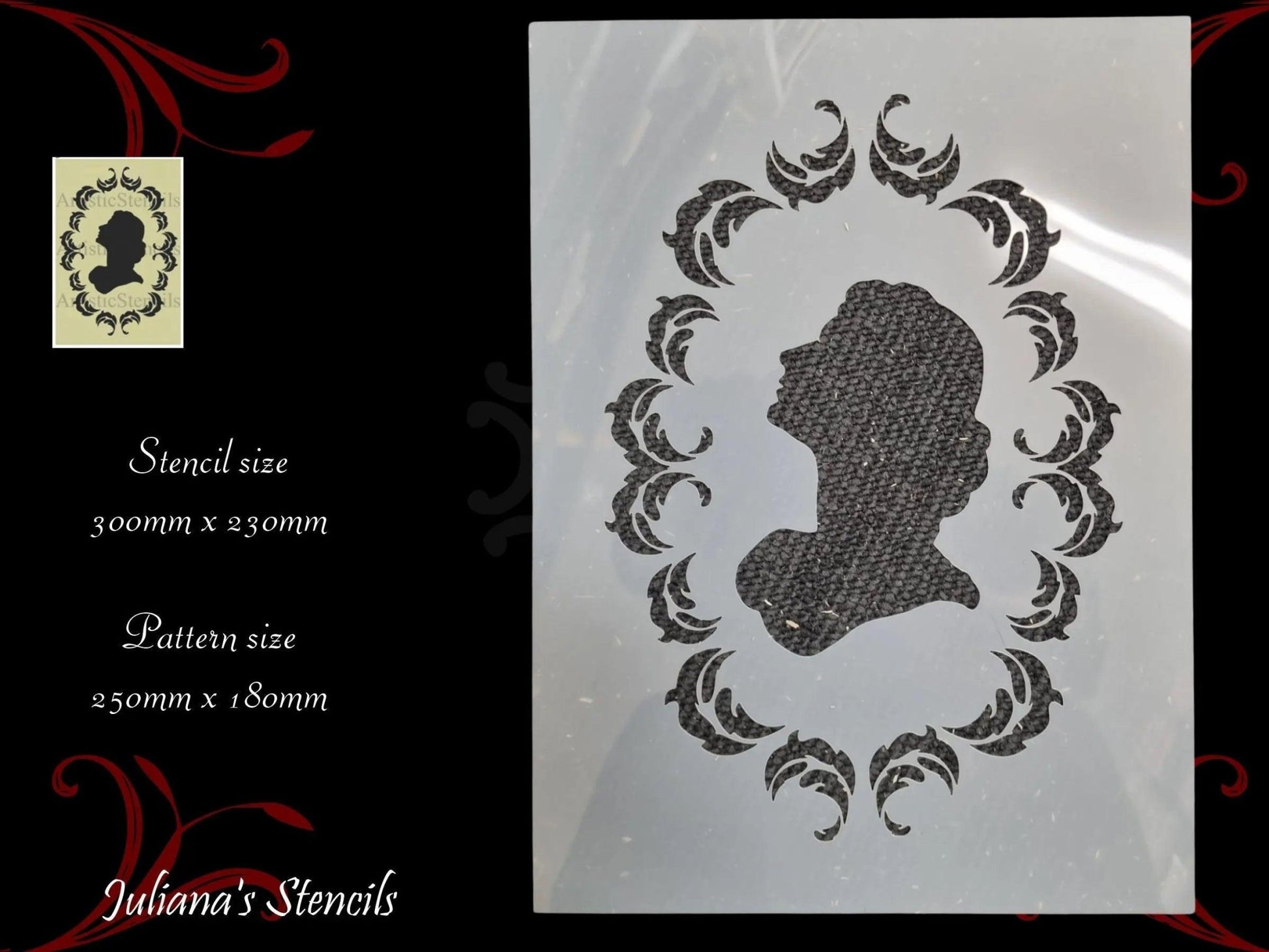 Victorian Lady in Oval Frame premium paint stencil 300mm x 230mm-Vintique Concepts