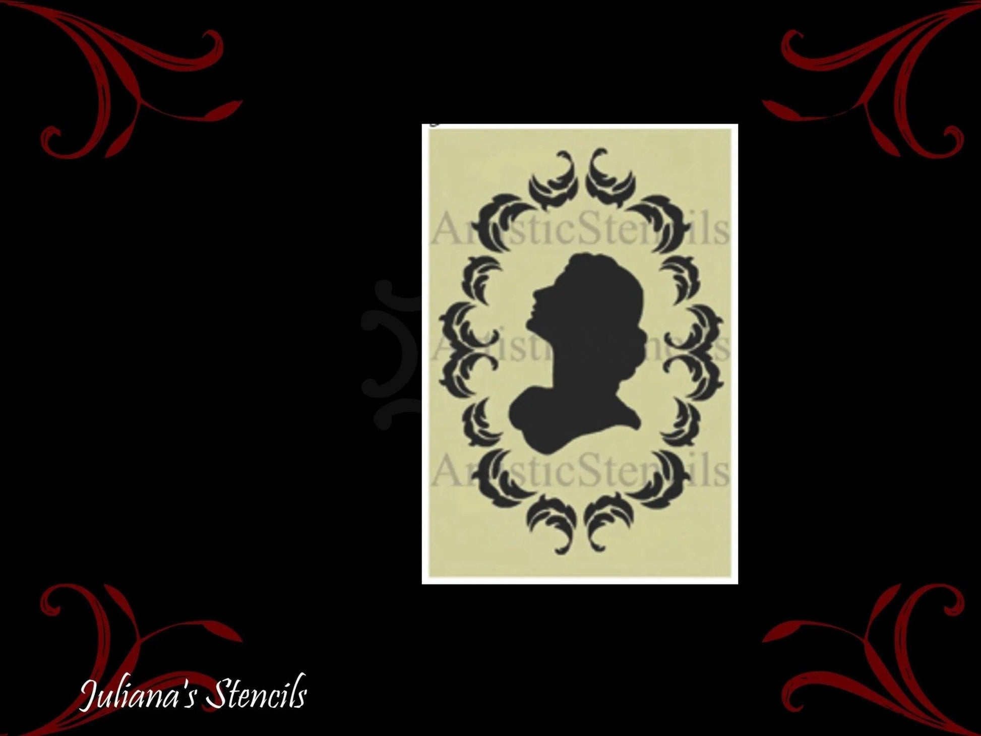 Victorian Lady in Oval Frame premium paint stencil 300mm x 230mm-Vintique Concepts