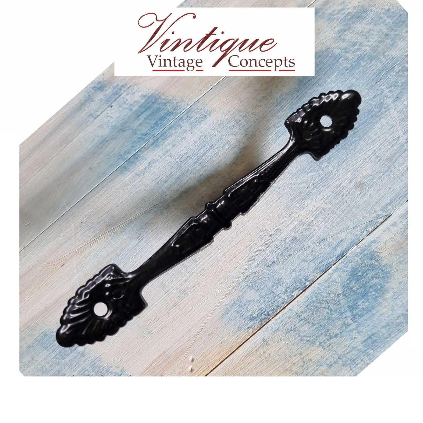 Victorian Ornate Black Cabinet Handle 147mm Long - Vintique Concepts